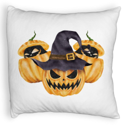 Perna Decorativa Fluffy cu motiv Dovleac de Halloween 3 40x40 cm Alba Husa Detasabila Burduf 