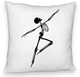 Perna Decorativa Fluffy cu motiv Sechelet de Halloween 3 40x40 cm Alba Husa Detasabila Burduf 