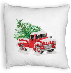 Perna Decorativa Fluffy cu tematica de Craciun 1 40x40 cm Alba Husa Detasabila Burduf 