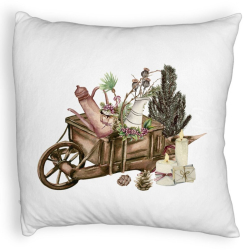 Perna Decorativa Fluffy cu tematica de Craciun 18 40x40 cm Alba Husa Detasabila Burduf 