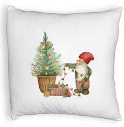 Perna Decorativa Fluffy cu tematica de Craciun 22 40x40 cm Alba Husa Detasabila Burduf 