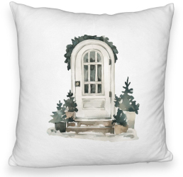 Perna Decorativa Fluffy cu tematica de Craciun 3 40x40 cm Alba Husa Detasabila Burduf 