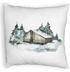 Perna Decorativa Fluffy cu tematica de Craciun 6 40x40 cm Alba Husa Detasabila Burduf