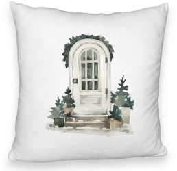 Perna Decorativa Fluffy cu tematica de Craciun 8 40x40 cm Alba Husa Detasabila Burduf 
