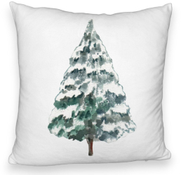 Perna Decorativa Fluffy cu tematica de Craciun Brad 2 40x40 cm Alba Husa Detasabila Burduf 