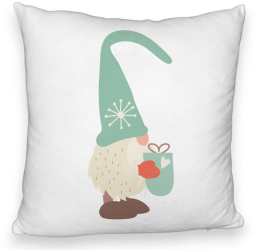 Perna Decorativa Fluffy cu tematica de Craciun Gnom 4 40x40 cm Alba Husa Detasabila Burduf 