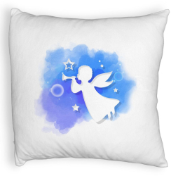 Perna Decorativa Fluffy cu tematica de Craciun Inger 40x40 cm Alba Husa Detasabila Burduf 