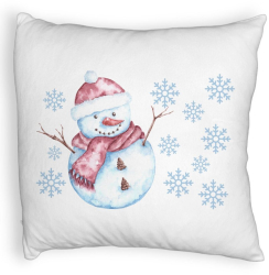 Perna Decorativa Fluffy de Craciun Om de Zapada 1 40x40 cm Alba Husa Detasabila Burduf 