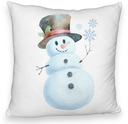 Perna Decorativa Fluffy de Craciun Om de Zapada 2 40x40 cm Alba Husa Detasabila Burduf 