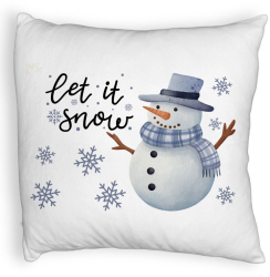 Perna Decorativa Fluffy de Craciun Om de Zapada si Text 40x40 cm Alba Husa Detasabila Burduf 