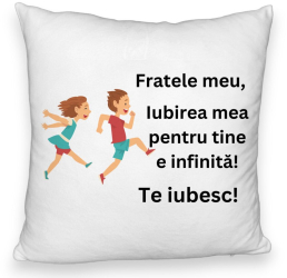 Perna Decorativa Fluffy Fratele meu 7 40x40 cm Alba Husa Detasabila Burduf 