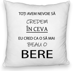 Perna Decorativa Fluffy Model Beau o Bere 40x40 cm Alba Husa Detasabila Burduf 