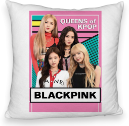 Perna Decorativa Fluffy Model Blackpink K-POP 40x40 cm Alba Husa Detasabila Burduf 