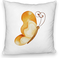 Perna Decorativa Fluffy Model Brown Butterfly 40x40 cm Alba Husa Detasabila Burduf 