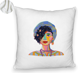 Perna Decorativa Fluffy Model Colorful Fashion 40x40 cm Alba Husa Detasabila Burduf
