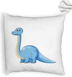 Perna Decorativa Fluffy Model copii Blue Dinozaur 40x40 cm Alba Husa Detasabila Burduf