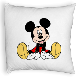 Perna Decorativa Fluffy Model copii Mickey Mouse 40x40 cm Alba Husa Detasabila Burduf 