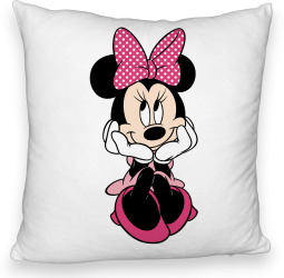Perna Decorativa Fluffy Model copii Minnie Mouse 40x40 cm Alba Husa Detasabila Burduf 