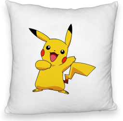 Perna Decorativa Fluffy Model copii Pikachu 40x40 cm Alba Husa Detasabila Burduf 