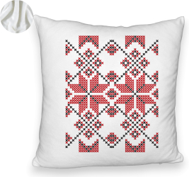 Perna Decorativa Fluffy Model cu Motive Romanesti 40x40 cm Alba Husa Detasabila Burduf 
