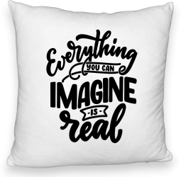 Perna Decorativa Fluffy Model Everything You can Imagine is Real 40x40 cm Alba Husa Detasabila Burduf 