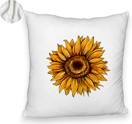 Perna Decorativa Fluffy Model Florea Soarelui 40x40 cm Alba Husa Detasabila Burduf 