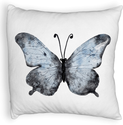 Perna Decorativa Fluffy Model Fluture 1 Blue and Black 40x40 cm Alba Husa Detasabila Burduf 