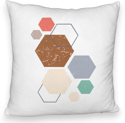 Perna Decorativa Fluffy Model Forme Geometrice 3 Multicolor 40x40 cm Alba Husa Detasabila Burduf
