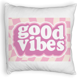 Perna Decorativa Fluffy Model Good Vibes 40x40 cm Alba Husa Detasabila Burduf 
