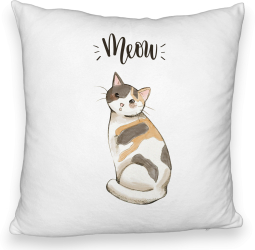 Perna Decorativa Fluffy Model Meow 40x40 cm Alba Husa Detasabila Burduf 