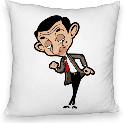 Perna Decorativa Fluffy Model Mr Bean 40x40 cm Alba Husa Detasabila Burduf 