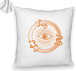 Perna Decorativa Fluffy Model Mystic Eye 40x40 cm Alba Husa Detasabila Burduf 