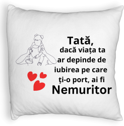 Perna Decorativa Fluffy Model pentru Tata 1 40x40 cm Alba Husa Detasabila Burduf 