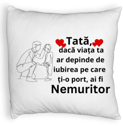 Perna Decorativa Fluffy Model pentru Tata 3 40x40 cm Alba Husa Detasabila Burduf 