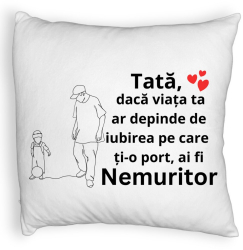 Perna Decorativa Fluffy Model pentru Tata 5 40x40 cm Alba Husa Detasabila Burduf