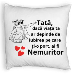 Perna Decorativa Fluffy Model pentru Tata 7 40x40 cm Alba Husa Detasabila Burduf 