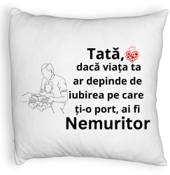 Perna Decorativa Fluffy Model pentru Tata 8 40x40 cm Alba Husa Detasabila Burduf