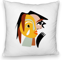 Perna Decorativa Fluffy Model Picasso style 2 40x40 cm Alba Husa Detasabila Burduf 
