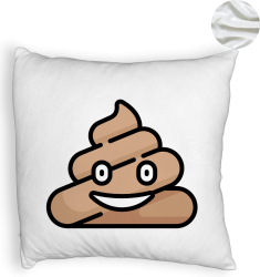 Perna Decorativa Fluffy Model Poo Emoji 40x40 cm Alba Husa Detasabila Burduf 