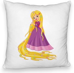 Perna Decorativa Fluffy Model Printesa Rochie Mov 40x40 cm Alba Husa Detasabila Burduf 
