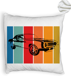 Perna Decorativa Fluffy Model Retro Car 40x40 cm Alba Husa Detasabila Burduf 