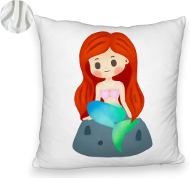 Perna Decorativa Fluffy Model Sirena 40x40 cm Alba Husa Detasabila Burduf 