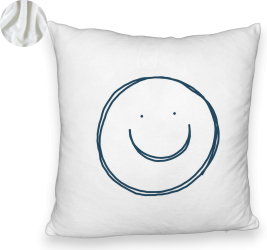 Perna Decorativa Fluffy Model Smiley Face 40x40 cm Alba Husa Detasabila Burduf