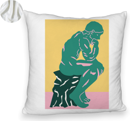 Perna Decorativa Fluffy Model The Thinker 40x40 cm Alba Husa Detasabila Burduf 