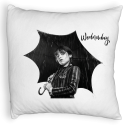Perna Decorativa Fluffy Model Wednesday Addams 3 40x40 cm Alba Husa Detasabila Burduf 
