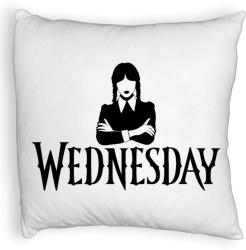 Perna Decorativa Fluffy Model Wednesday Addams 4 40x40 cm Alba Husa Detasabila Burduf 