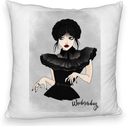 Perna Decorativa Fluffy Model Wednesday Addams Dancing Hands 3 40x40 cm Alba Husa Detasabila Burduf 