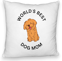 Perna Decorativa Fluffy Model Worlds Best Dog Mom 40x40 cm Alba Husa Detasabila Burduf 