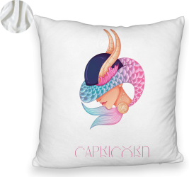 Perna Decorativa Fluffy Model Zodia Capricorn 40x40 cm Alba Husa Detasabila Burduf 