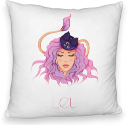 Perna Decorativa Fluffy Model Zodia Leu 40x40 cm Alba Husa Detasabila Burduf 